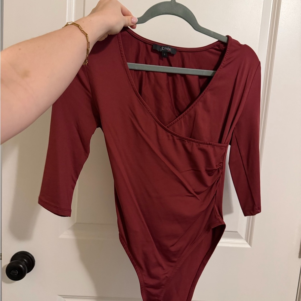 Deep Red Wrap Bodysuit